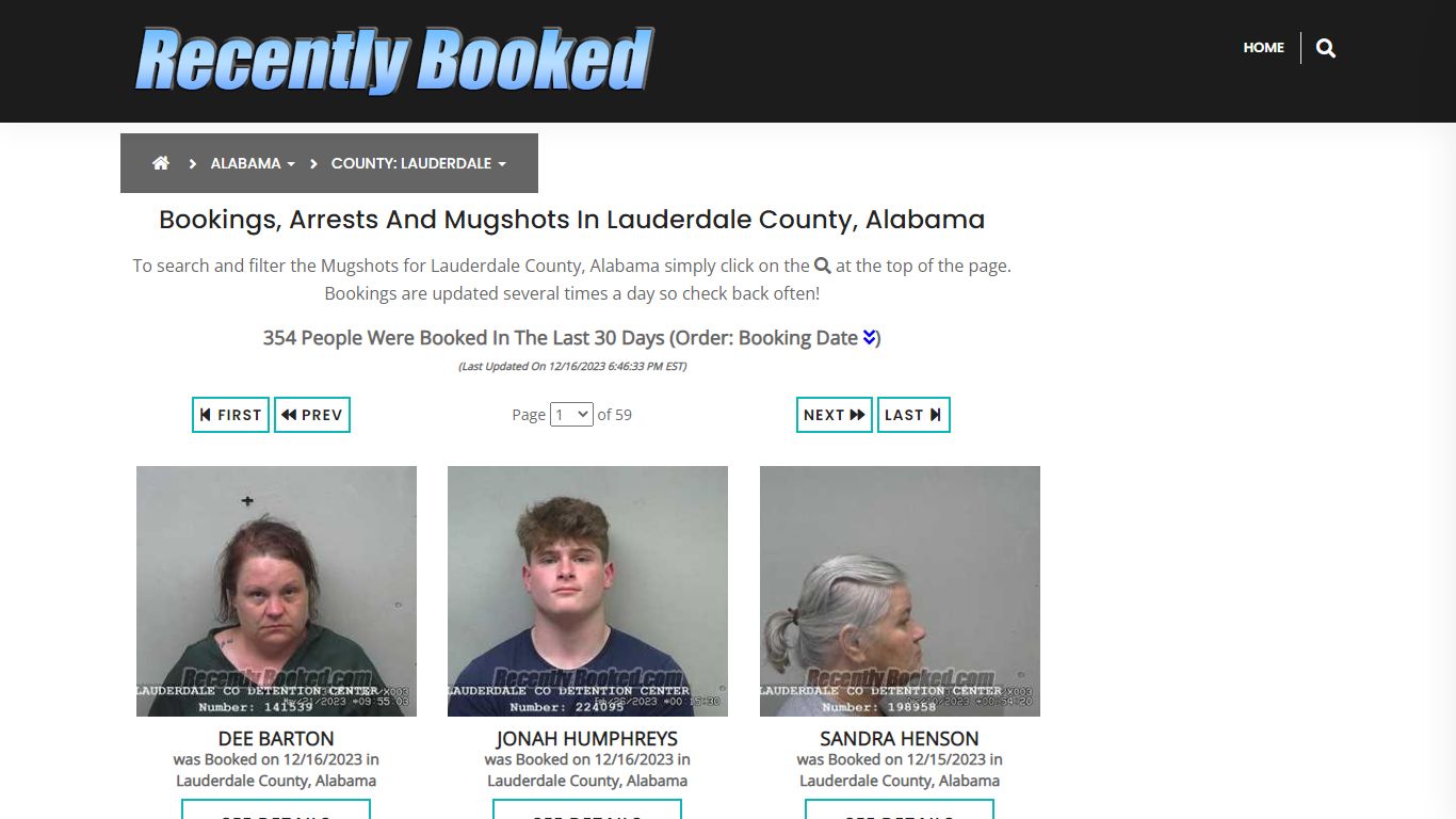 Bookings, Arrests and Mugshots in Lauderdale County, Alabama